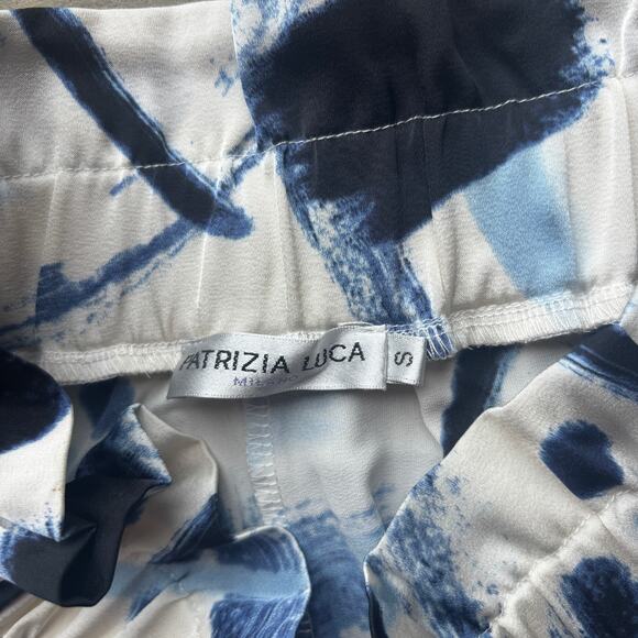 Patrizia Luca Wide Leg Pants Women's S Navy Printed Bold Pattern Elastic Waist - Picture 7 of 13